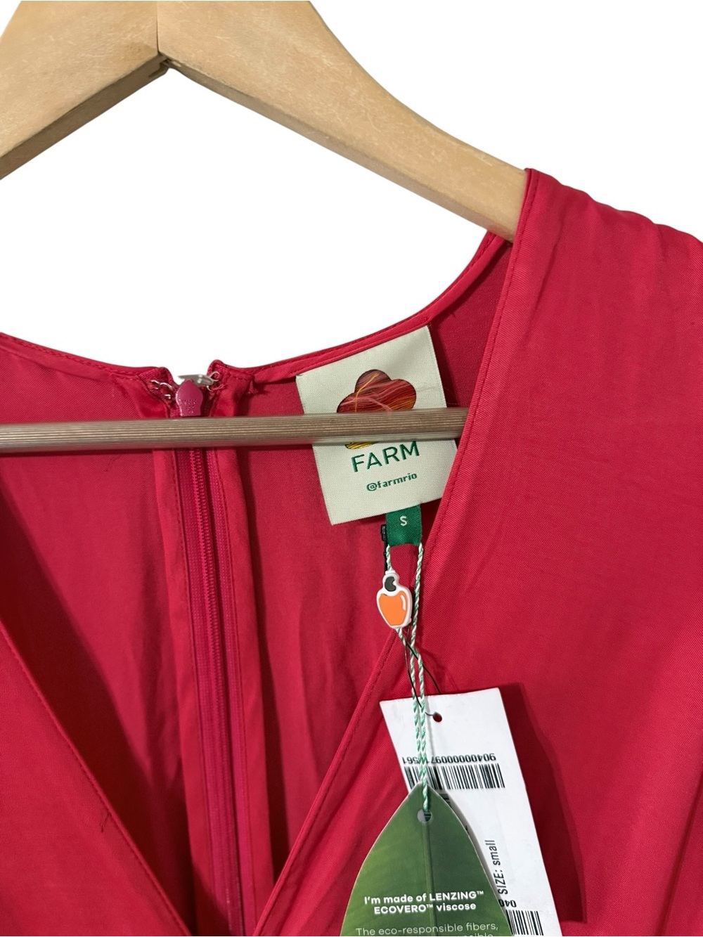 NWT FARM RIO Lenzing Ecovero Cut Out Red Sateen Long Sleeve Maxi Dress - Picture 7 of 12